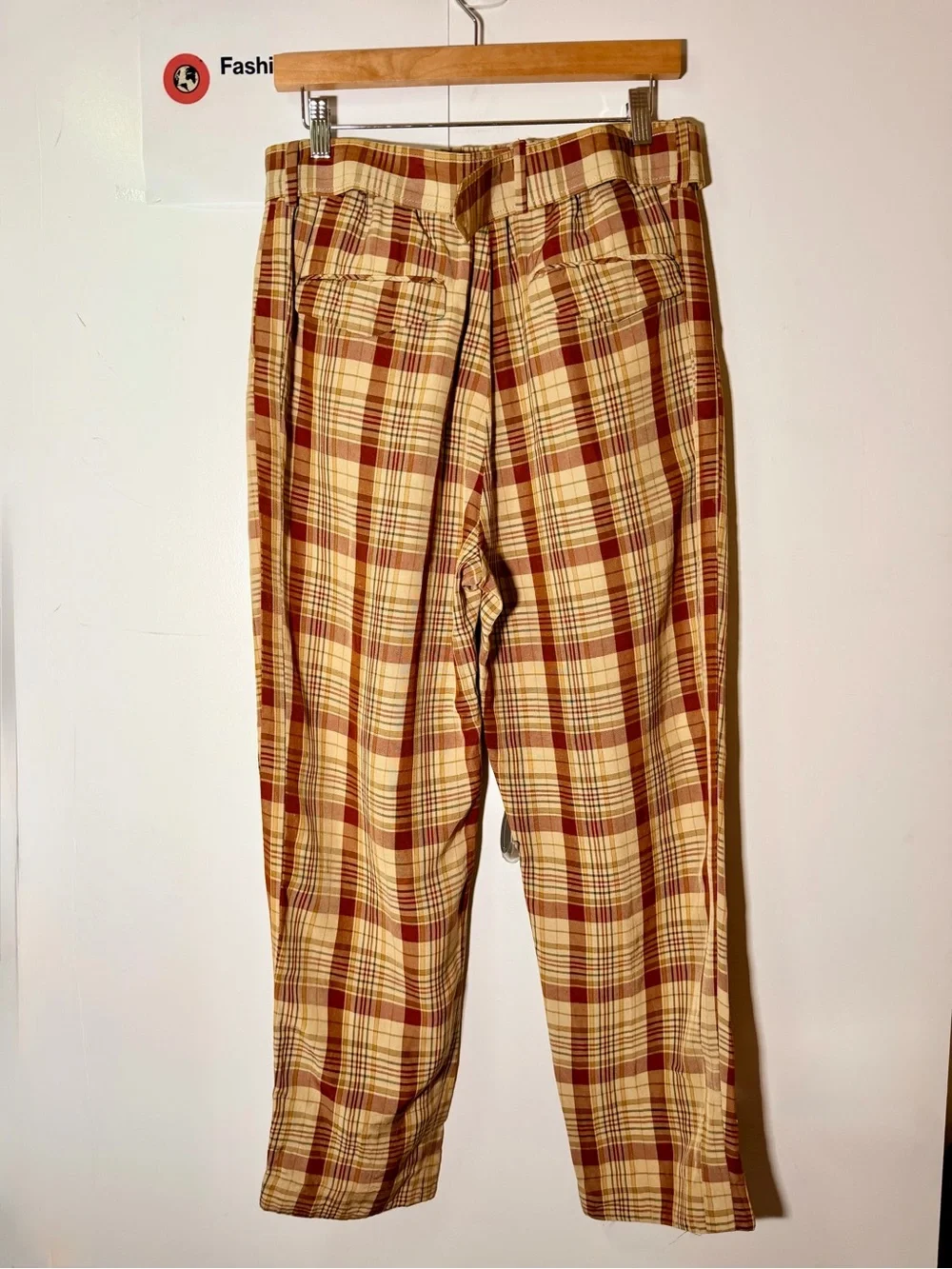 Tomorrowland belted waist trousers Plaid Pleated Pants Adjustable Waist 30 S
